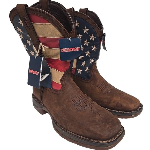 Durango Men's Patriotic Square Toe Western Boots DB5554 Brown Size 10EE - Picture 1 of 7